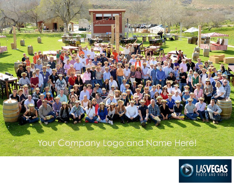 Large outdoor group photo 100+ guests - your logo here