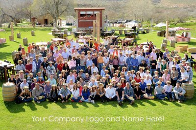 Large outdoor group photo 100+ guests - your logo here