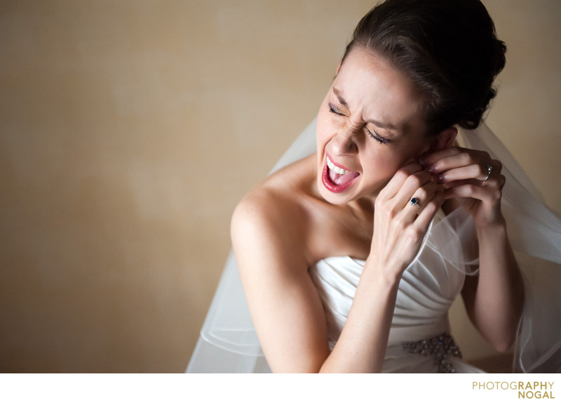 Bride Missed Ear Hole When Putting on Earning