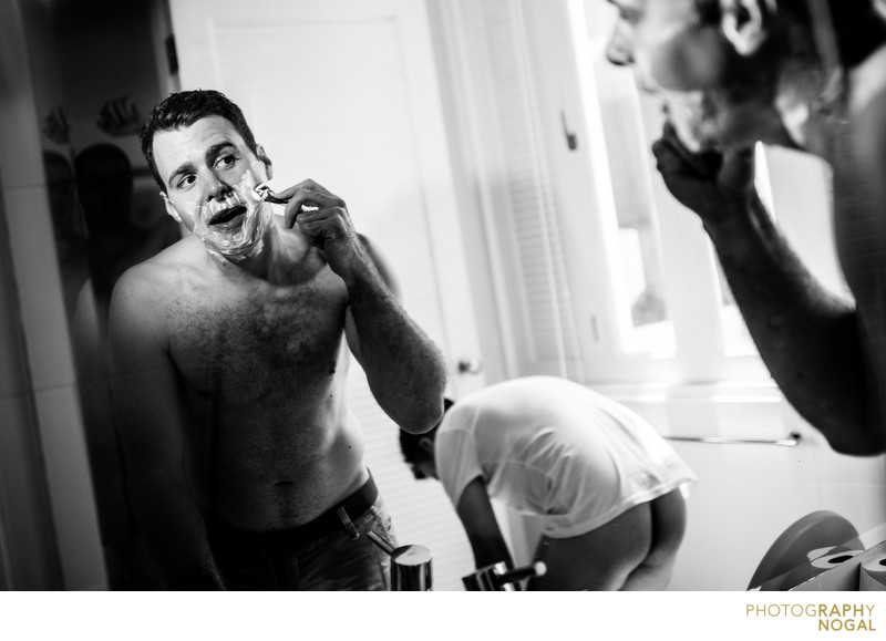 Groom Shaving and a Bare Assed Groomsman