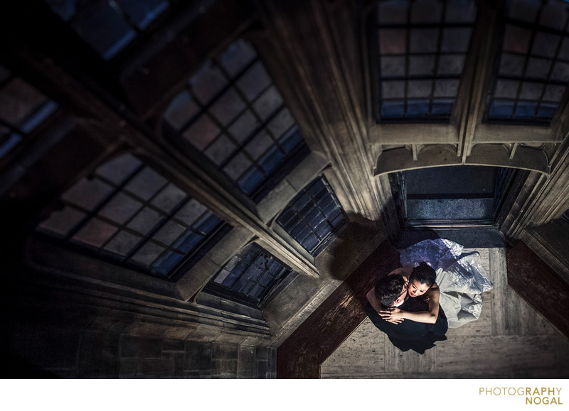 Bride and Groom Hug at Hart House U of T