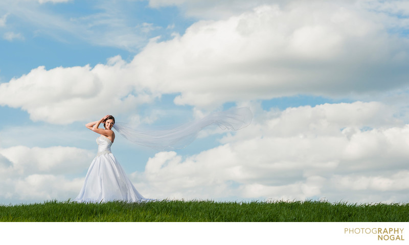 Bride with Long Veil at Rattlesnake Point Golf Club