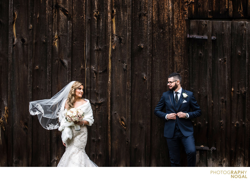 Bride and Groom at the Barn at Benares Historic House