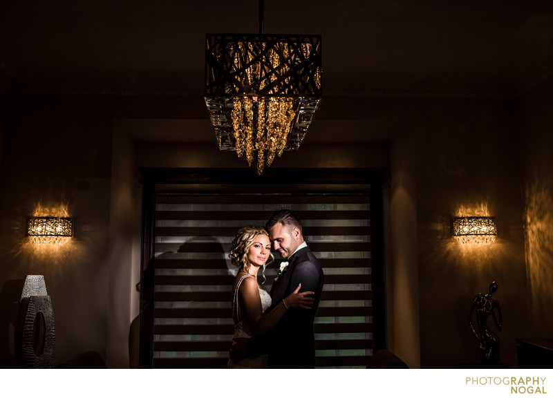 Bride and Groom in the Livingroom with Dramatic Light