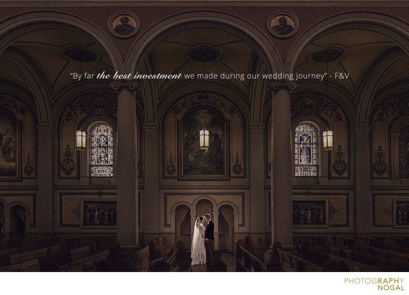 Bride and Groom in a church wedding venue