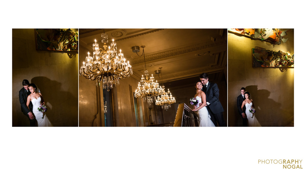 One King West lobby wedding bride and groom portraits