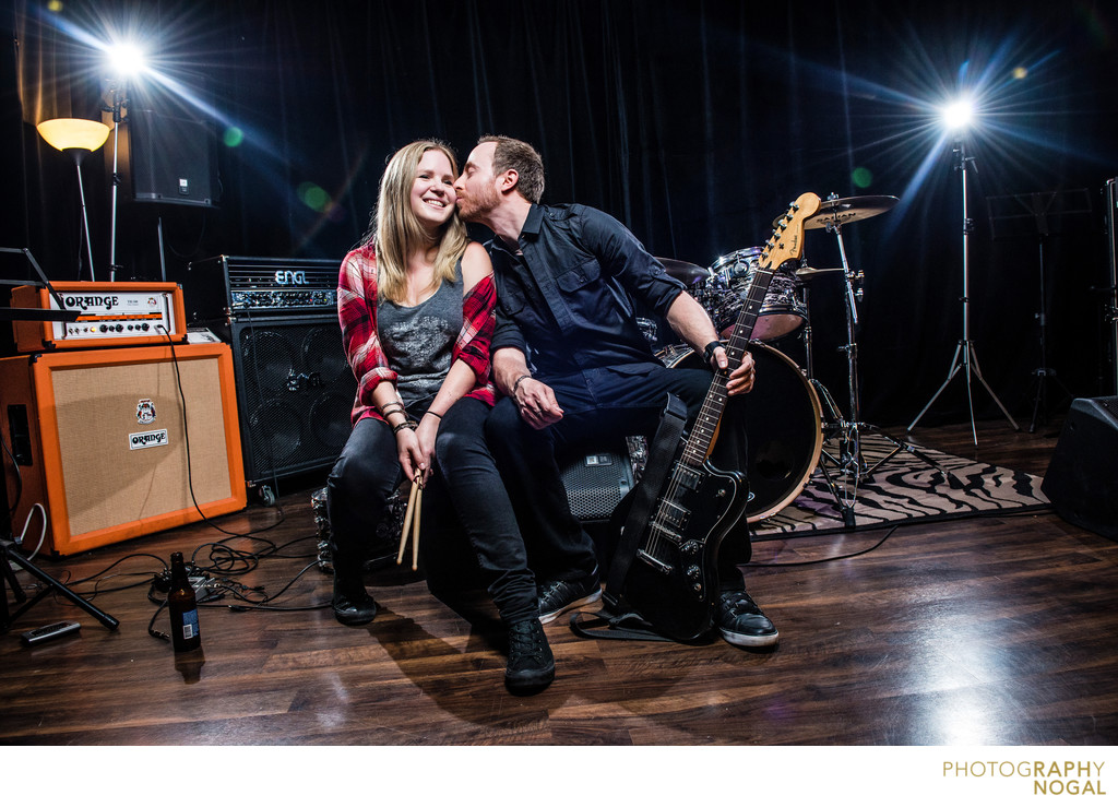 Engagement session, rock and roll, Rehearsal Factory