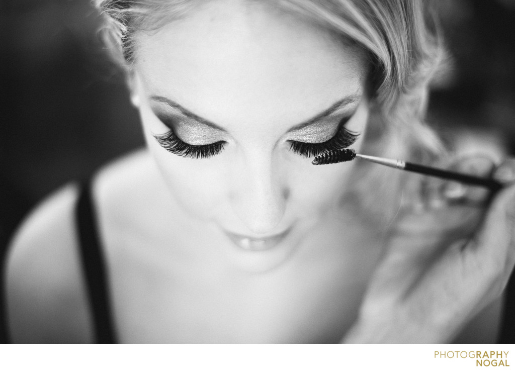 Bride's Lashes Touch Up During Getting Ready