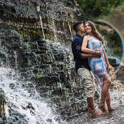 Toronto Engagement couple Albion Falls