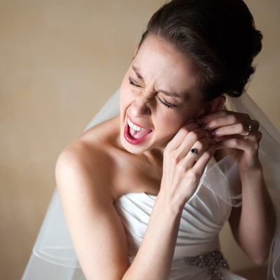 Bride Missed Ear Hole When Putting on Earning