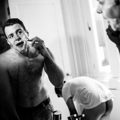 Groom Shaving and a Bare Assed Groomsman