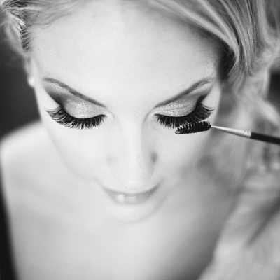 Bride's Lashes Touch Up During Getting Ready