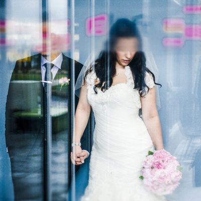 Bride and Groom Abstract at Aloft Vaughan Mills Hotel