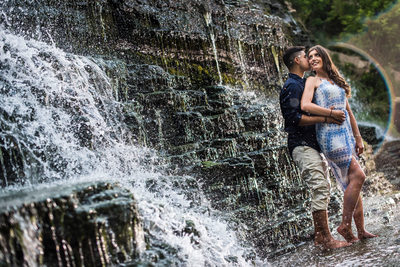 Toronto Engagement couple Albion Falls