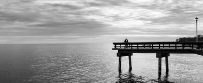 On a Long Pier on Toronto Island During Sunset