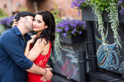 Toronto couple flirting at St. Lawrence Market