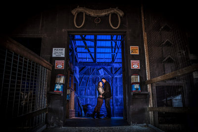 Springridge Farm, couple standing in a barn