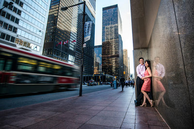 Hanging out downtown Toronto and a streetcar drives by