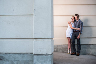 Couple standing outside their Toronto condo