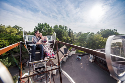 Couple on top of ferris wheel on Toronto Island.