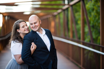 Cute Hug on a Steel Bridge