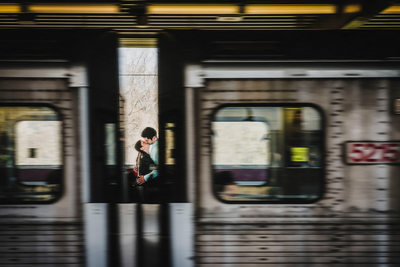 Kissing at Old Mill Station on the TTC platform