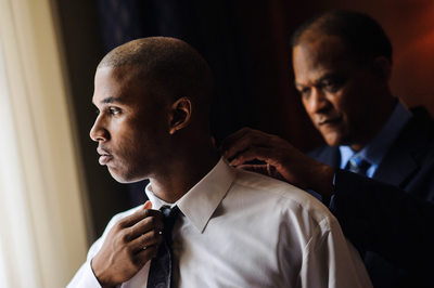 Groom and Father Getting Ready