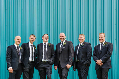 Groom and Groomsmen Laughing at My Jokes