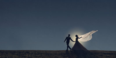 Couple silhouette at King Valley Golf Club on Wedding