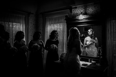 Bride Looking in the Mirror at Benares Historic House