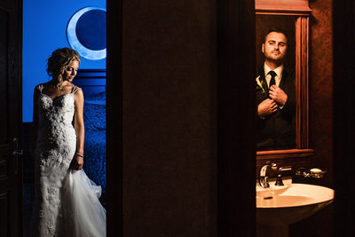 Bride and Groom Getting Ready in Separate Rooms