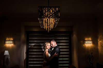 Bride and Groom in the Livingroom with Dramatic Light