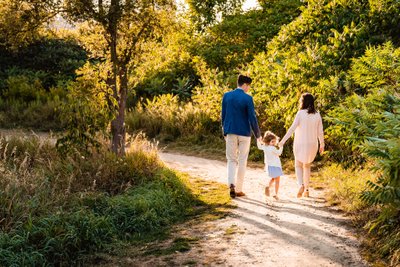 Family walking at sunset in Humber Bay Etobicoke