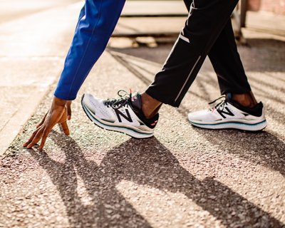 detail of new balance runnnig shoes 