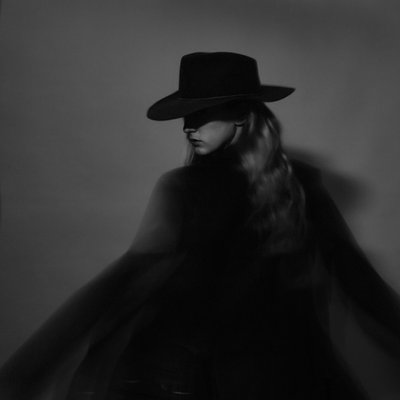 country girl black and white portrait with movement