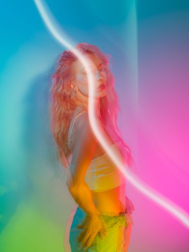 experimental portrait girl neon lights 