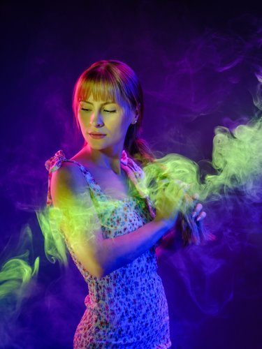 girl with mysterious green fog