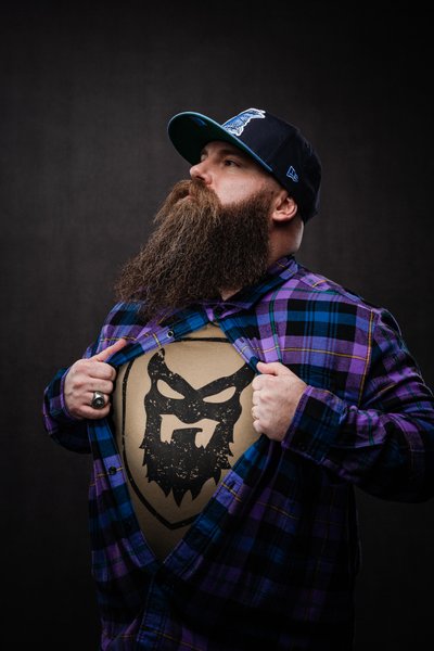 bearded villains portrait showing shirt