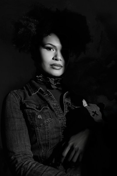 black woman portrait with shadow across face