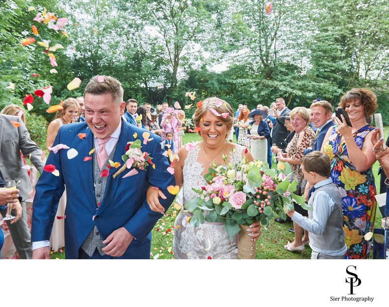 Confetti shower at a Mosborough Hall Wedding