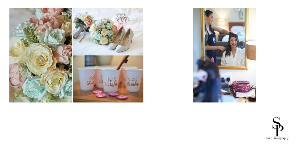 Brides Bouquet and Shoes at Kenwood Hall Hotel