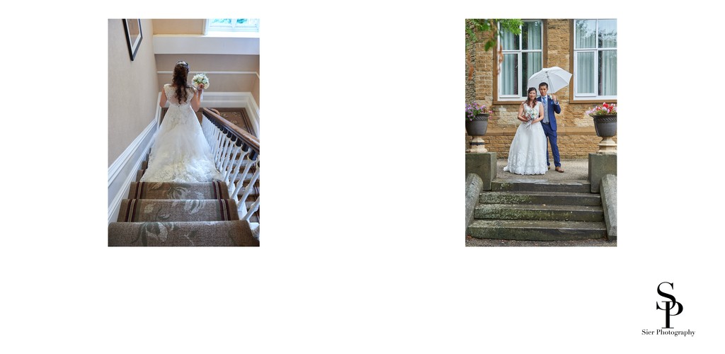 Bride Descends the Stairs at Kenwood Hall Hotel