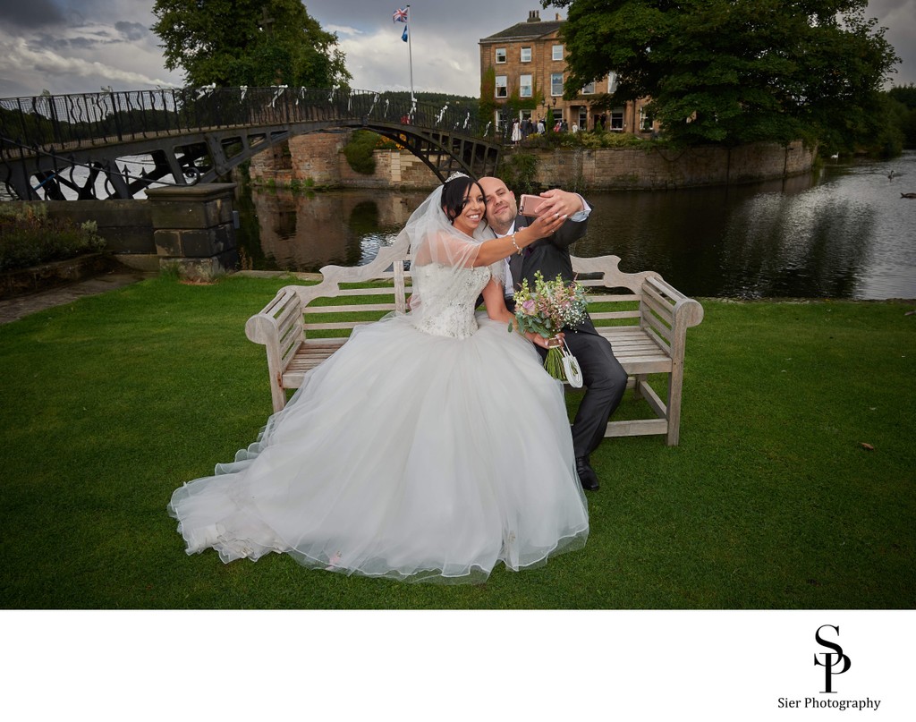 Waterton Park Hotel Wedding Photographer Selfie Bench