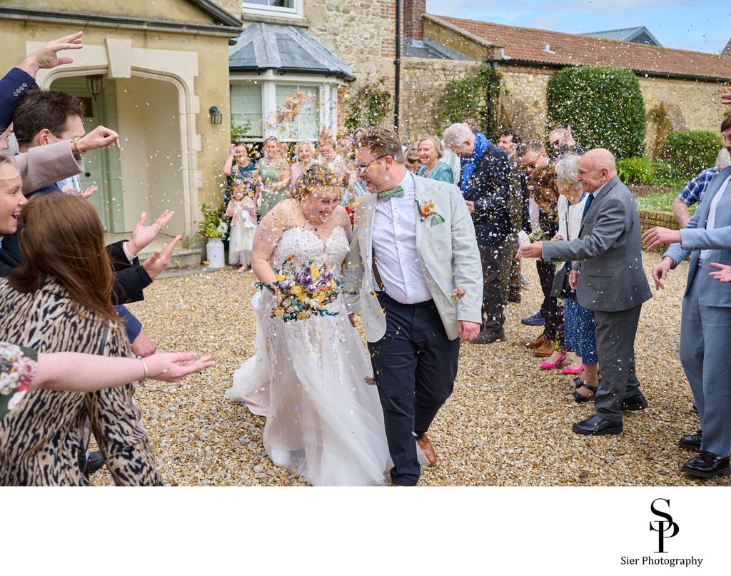 Wedding Day Confetti at East Afton Barn Isle of Wight