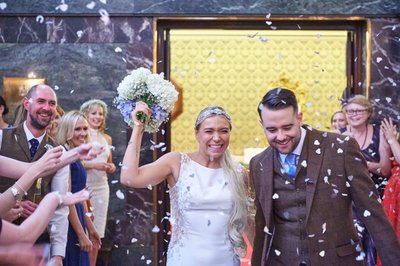 Confetti at a Sheffield Cutlers Hall Wedding