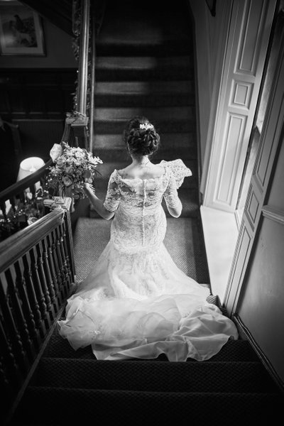Whitley Hall Hotel Staircase Wedding Photo