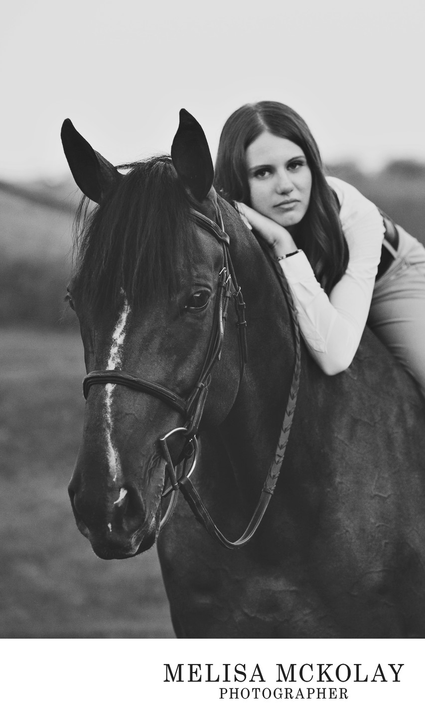 A Girl & Her Horse | BW Fine Art High School Portrait  