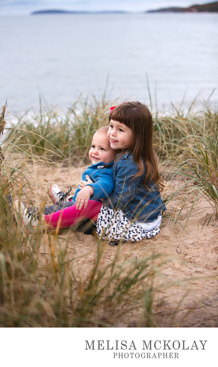 Sibling Snuggles | Kids Beach Portrait | Northern MI   