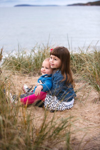 Sibling Snuggles | Kids Beach Portrait | Northern MI   
