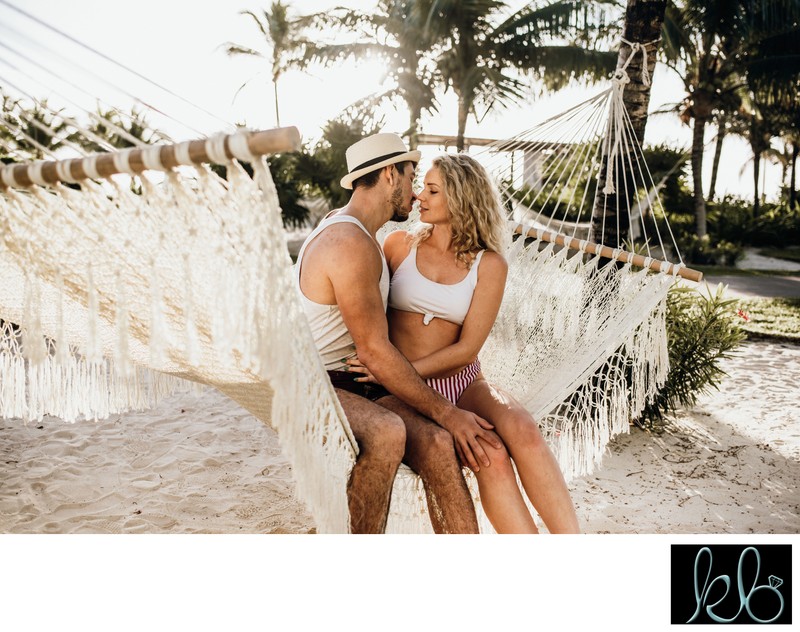Engaged Couple Swinging on Hammock in Punta Cana